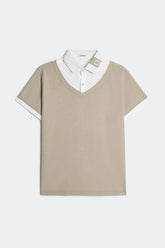 ÁO POLO NAM LETREND CỔ PHỐI - REGULAR FIT - BEIGE & WHITE