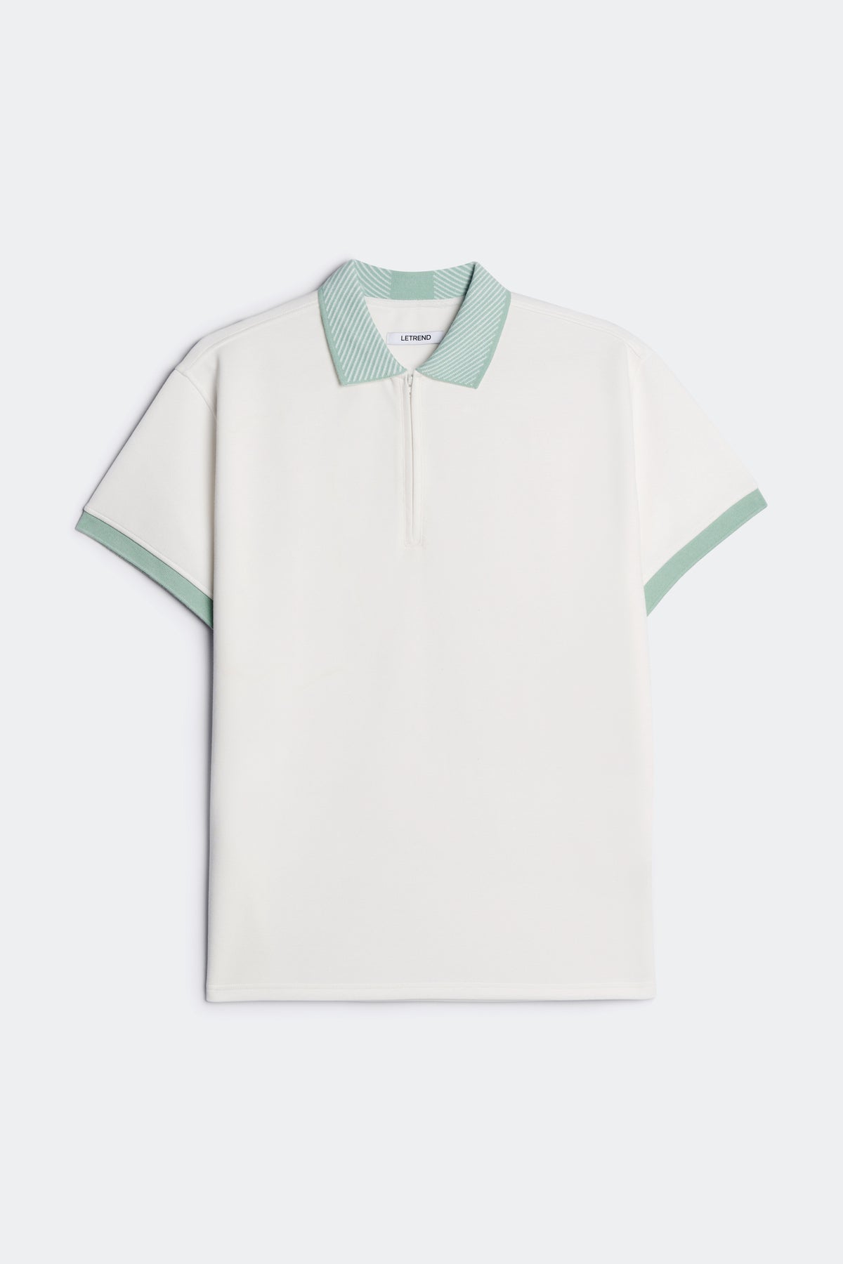 ÁO POLO NAM LETREND CỔ DÂY KÉO - REGULAR FIT - WHITE & MINT