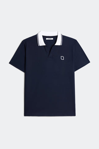 ÁO POLO NAM LETREND CỔ CHỮ V THÊU LOGO BASIC - REGULAR FIT - NAVY BLUE