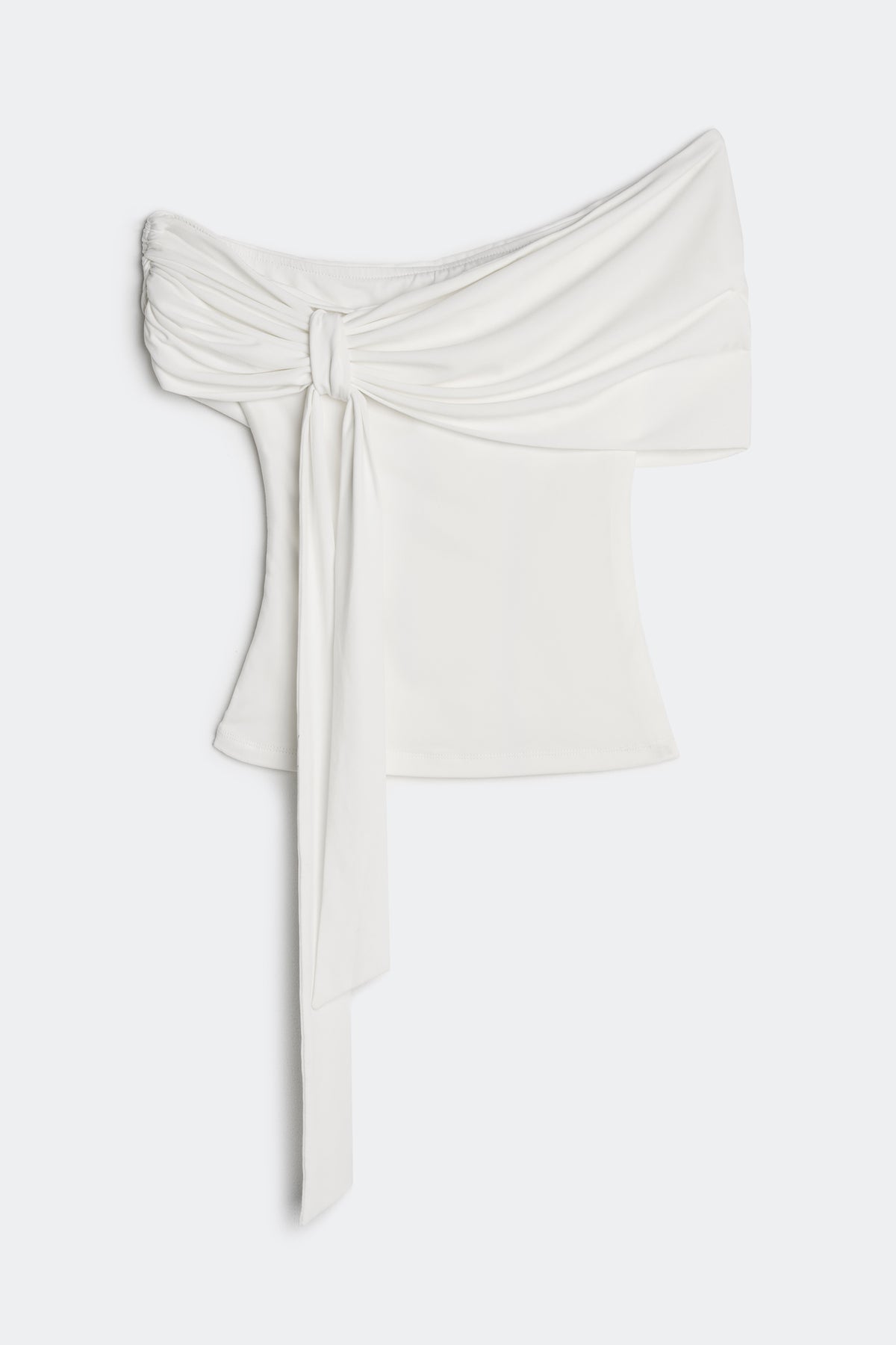 Letrend Ivory One-Shoulder Knot Top